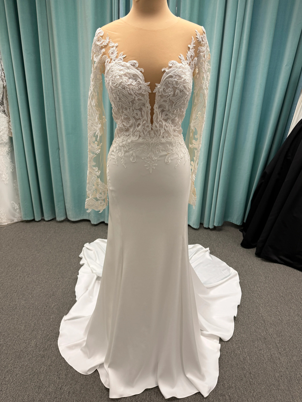 Stella York Style 8028 Long Sleeve Lace Fit-and-Flare Wedding Dress with